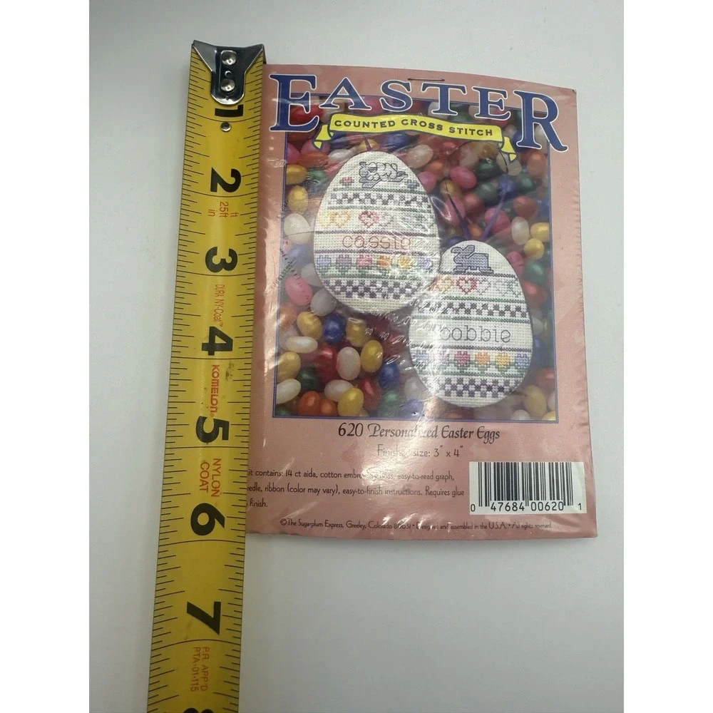 Vintage‎ Easter Counted Cross Stitch Kit Sealed Personalized Eggs 620 New